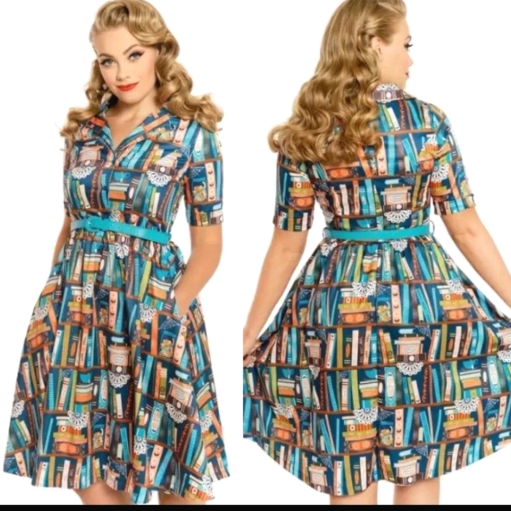 NWT Lindy Bop Bletchley Book dress, belt included